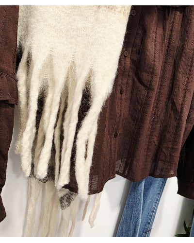 Maxi Bufanda Flecos / Rayas Camel