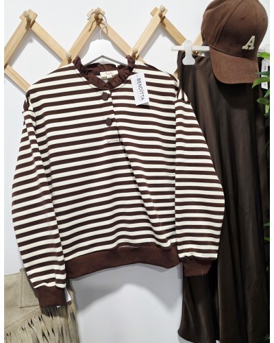 Sudadera Rayas / Cuello Chocolate
