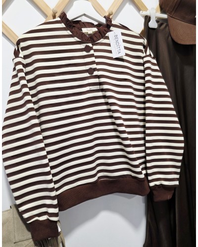 Sudadera Rayas / Cuello Chocolate