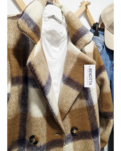 Chaquetón Lana / Cuadros Camel