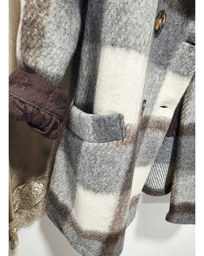 Chaquetón Lana / Cuadros Gris