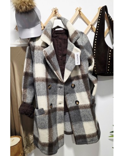 Chaquetón Lana / Cuadros Gris