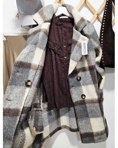 Chaquetón Lana / Cuadros Gris
