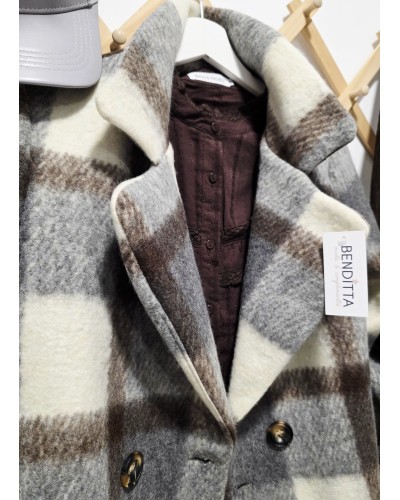 Chaquetón Lana / Cuadros Gris
