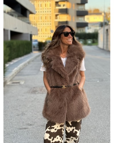 Chaleco Efecto Pelo Marrón