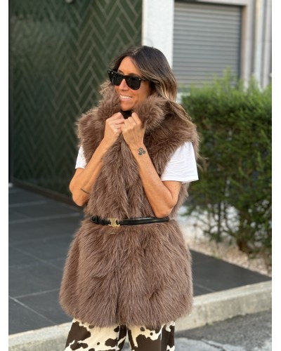 Chaleco Efecto Pelo Marrón