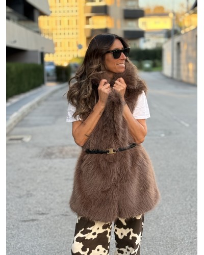 Chaleco Efecto Pelo Marrón