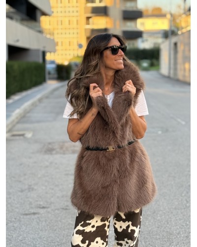 Chaleco Efecto Pelo Marrón