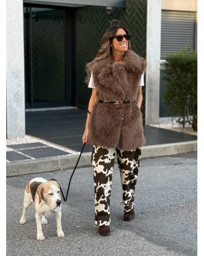 Chaleco Efecto Pelo Marrón