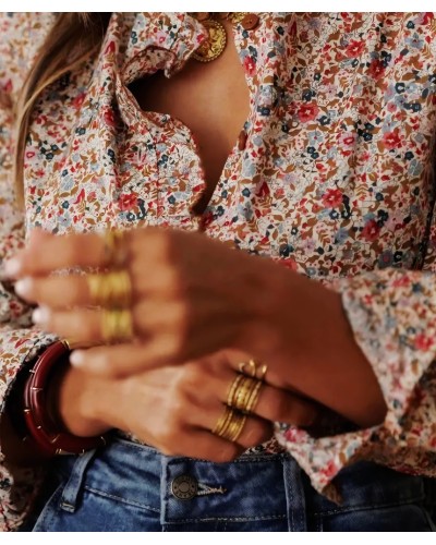 Blusa Floral / Cuello Volante