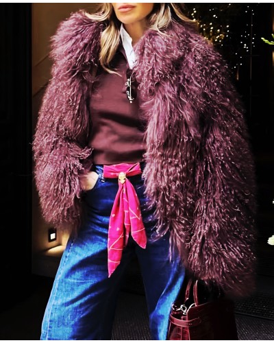 Chaquetón Pelo / Capucha Borgoña