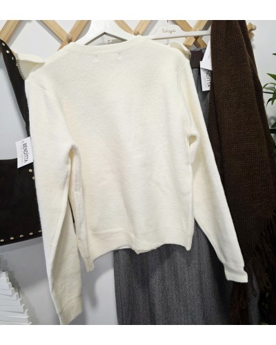 Cardigan Volante / Ribete Hueso
