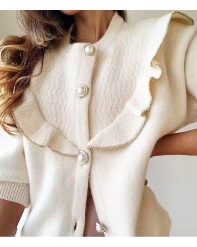 Cardigan Volante / Ribete Hueso