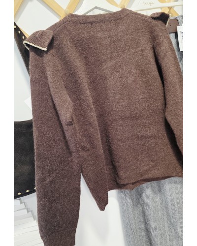 Cardigan Volante / Ribete Chocolate