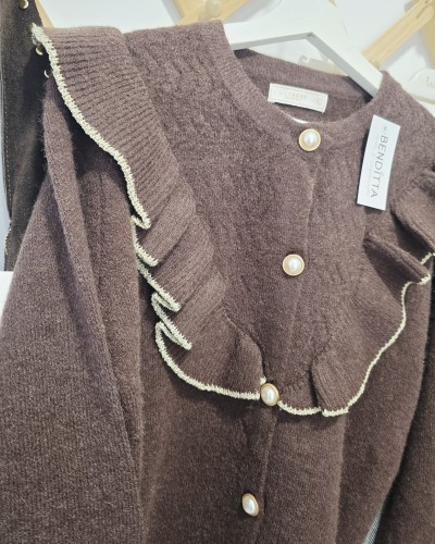 Cardigan Volante / Ribete Chocolate