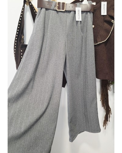 Pantalón Espiga + Cinturón Gris