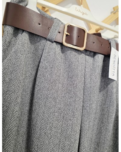 Pantalón Espiga + Cinturón Gris