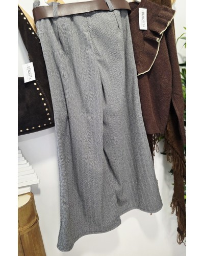 Pantalón Espiga + Cinturón Gris