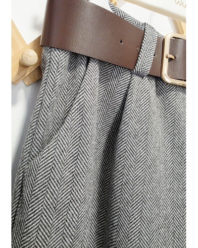 Pantalón Espiga + Cinturón Gris