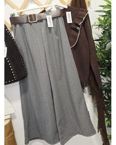 Pantalón Espiga + Cinturón Gris