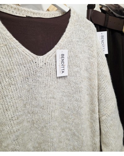 Jersey Asimétrico / Puntilla Marrón