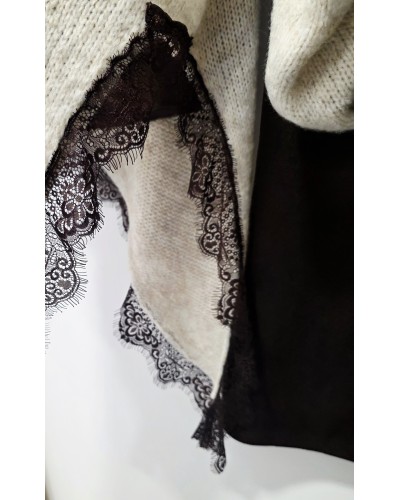 Jersey Asimétrico / Puntilla Marrón