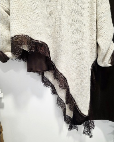 Jersey Asimétrico / Puntilla Marrón