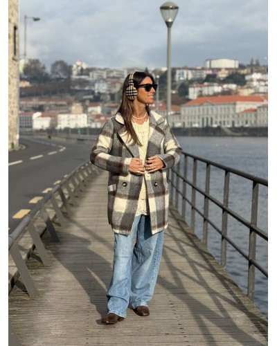 Chaquetón Lana / Cuadros Gris