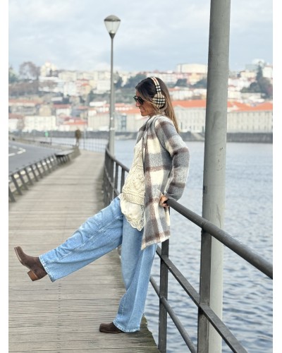 Chaquetón Lana / Cuadros Gris