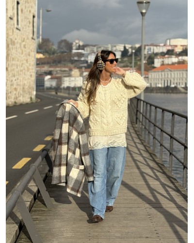 Chaquetón Lana / Cuadros Gris