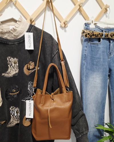 Bolso Piel / Camel Doble Asa