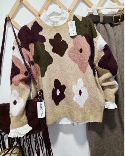 Jersey Estampado Flor / Dorado