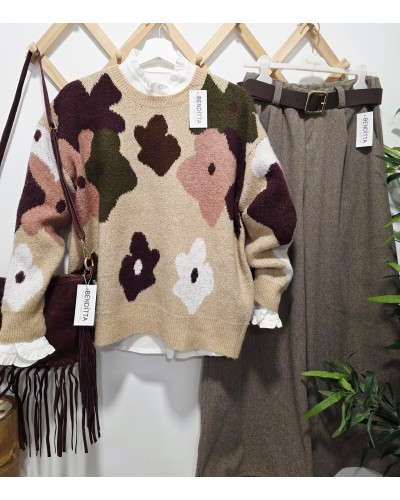 Jersey Estampado Flor / Dorado