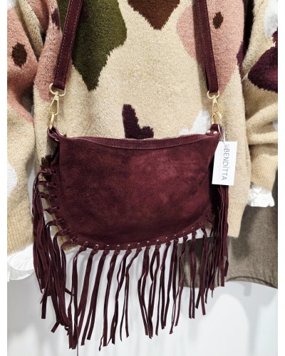 Bolso Serraje / Flecos Burdeos