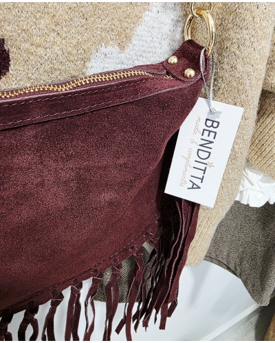 Bolso Serraje / Flecos Burdeos