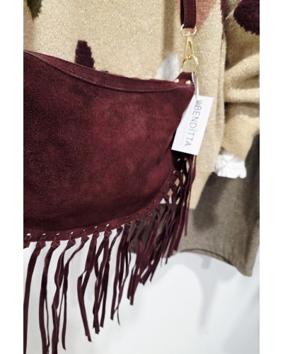Bolso Serraje / Flecos Burdeos