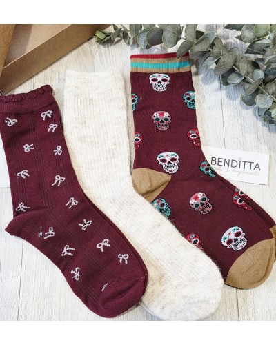 Pack 3 Calcetines Burdeos