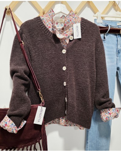 Cardigan Lana / Abotonado Chocolate