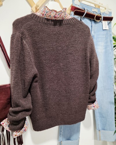 Cardigan Lana / Abotonado Chocolate