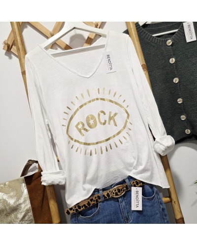 Camiseta Eye Dorado / Blanco