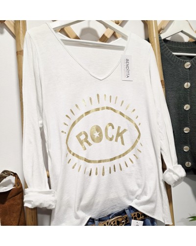 Camiseta Eye Dorado / Blanco