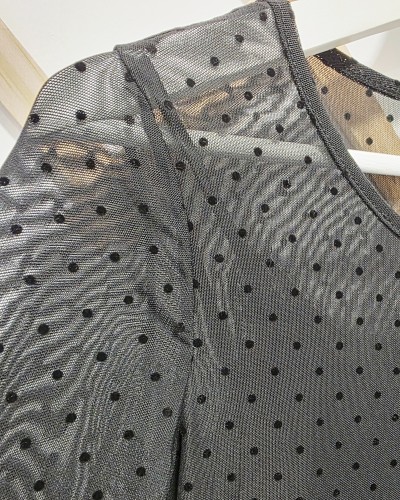 Camiseta Gasa / Lunares Negro