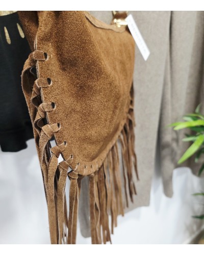 Bolso Serraje / Flecos Marrón