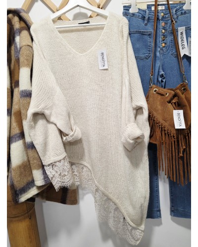 Maxi Jersey Puntilla Beige