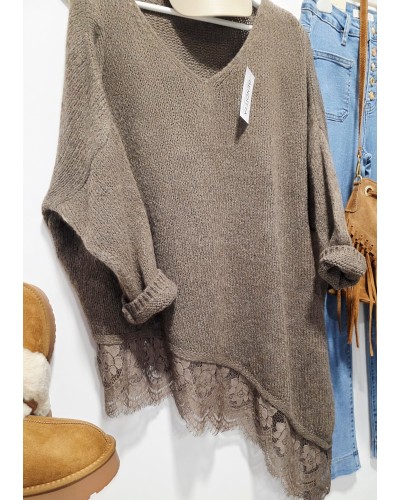 Maxi Jersey Puntilla Marrón