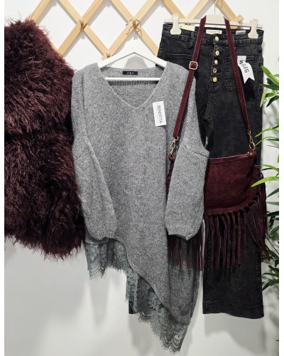 Maxi Jersey Puntilla Gris