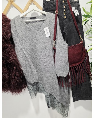 Maxi Jersey Puntilla Gris