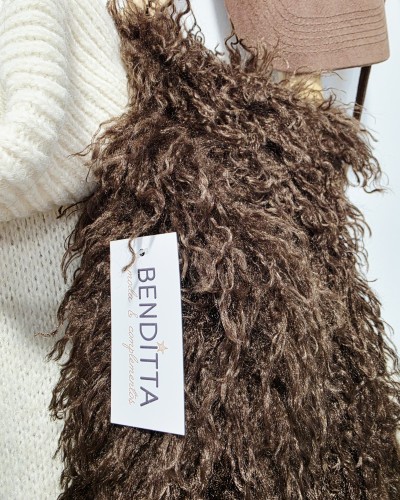 Chaleco Efecto Pelo Largo / Chocolate
