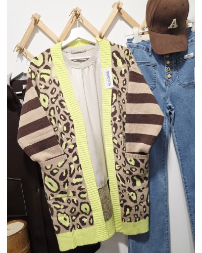 Cardigan Leo Marrón / Flúor