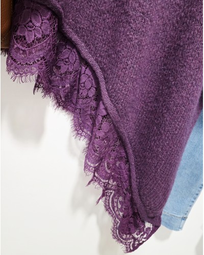 Maxi Jersey Cuello Vuelto / Puntilla Púrpura